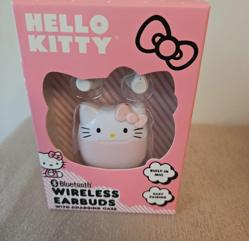 Hello Kitty Bluetooth Wireless Earbuds – Charging Case & Built‑In Mic